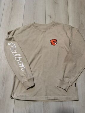 Malbon Golf Boys Beige Long Sleeve Shirt with Logo Size Medium
